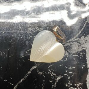 Vintage Mother Of Pearl Iridescent White Hand Carved Heart Shaped Pendant